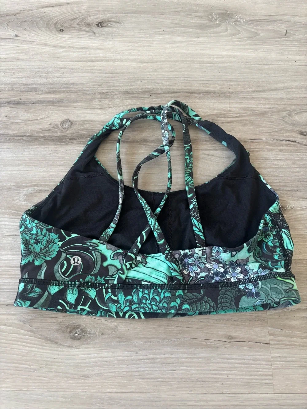 Lululemon 8 Green Floral Strappy Sports Bra